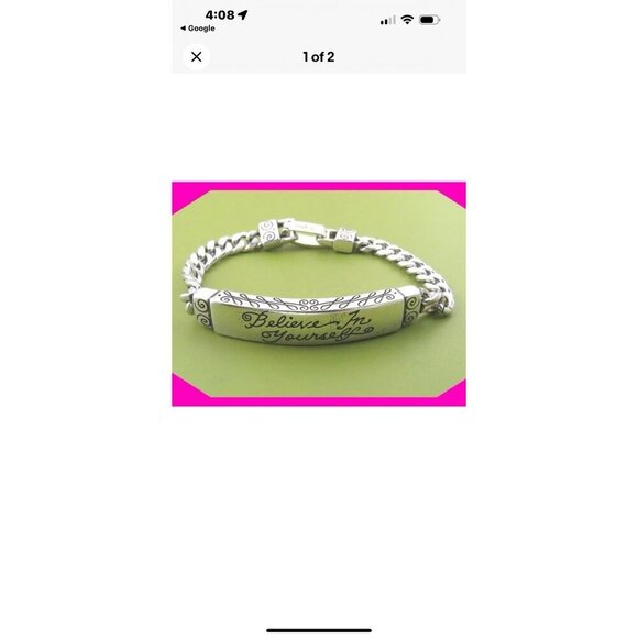 BRIGHTON I.D "Believe in Yourself " Silver BRACELET 7" Brighton Pouch Included - Picture 3 of 5